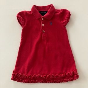 Ralph Lauren Baby Girl 12 Months Red Polo Ruffle Dress